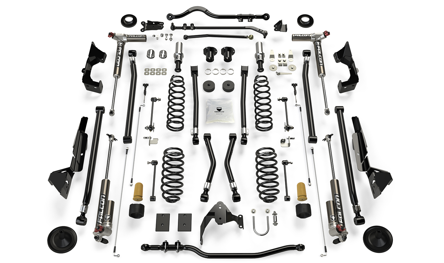 Jeep JK Long Arm Suspension 6 Inch Alpine RT6 System and Falcon 3.3