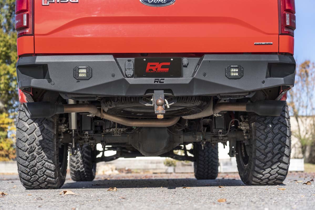Dual CatBack Exhaust System w/Black Tips 1520 F150 Rough Country
