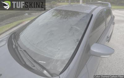 Windshield Trim Accent Kit Fits 15-18 Ford Focus 2 Piece Kit Domed Carbon Fiber Tufskinz image 1