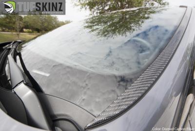 Windshield Trim Accent Kit Fits 15-18 Ford Focus 2 Piece Kit Domed Carbon Fiber Tufskinz image 3